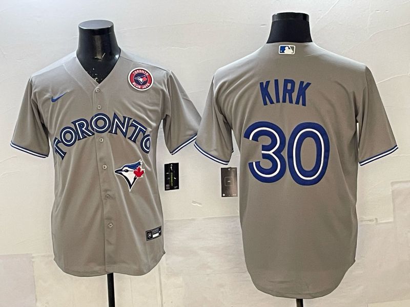 Men 2025 Nike Toronto Blue Jays #30 Kirk Grey Game MLB Jersey 04